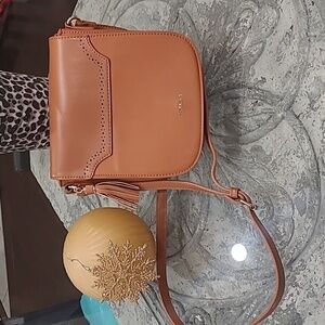 DARLING WOMEN'S COGNAC COLOR VEGAN LEATHER CROSSBODY BAG NEW